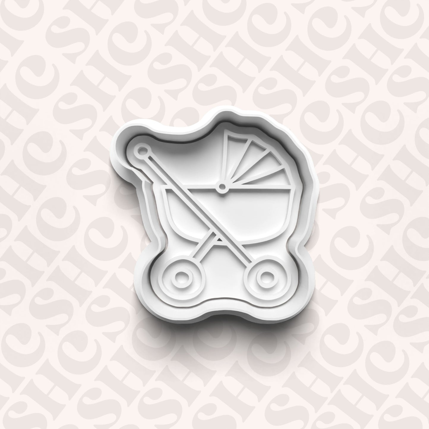 DONE TO ORDER: Baby Carriage Cookie Cutter + Fondant Stamp Set 2