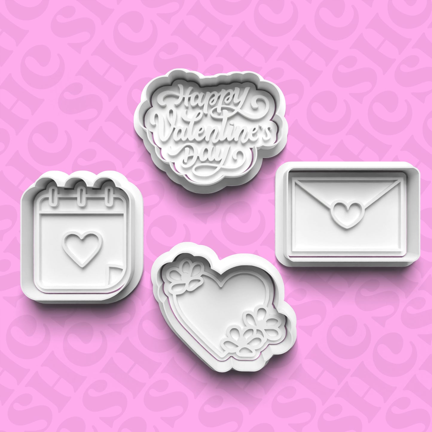 DONE TO ORDER: Valentine Cookie Cutter + Fondant Stamp Bundle 1