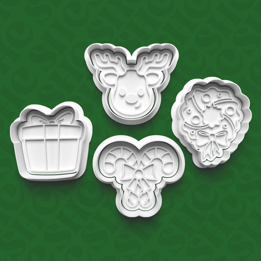 DONE TO ORDER: Christmas Cookie Cutter + Fondant Stamp Bundle 1