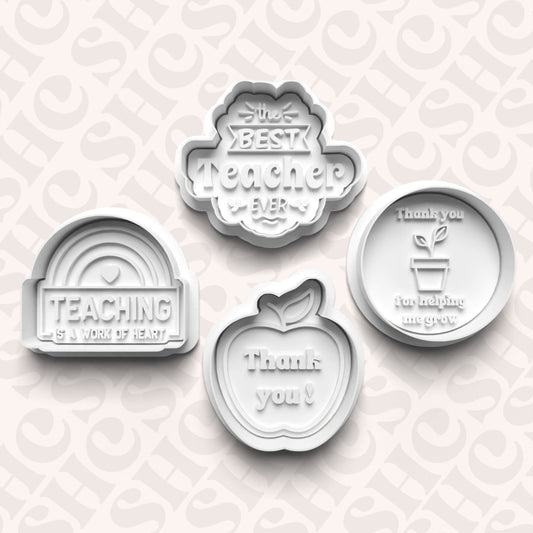 DONE TO ORDER: Teacher's Day Cookie Cutter + Fondant Stamp Bundle