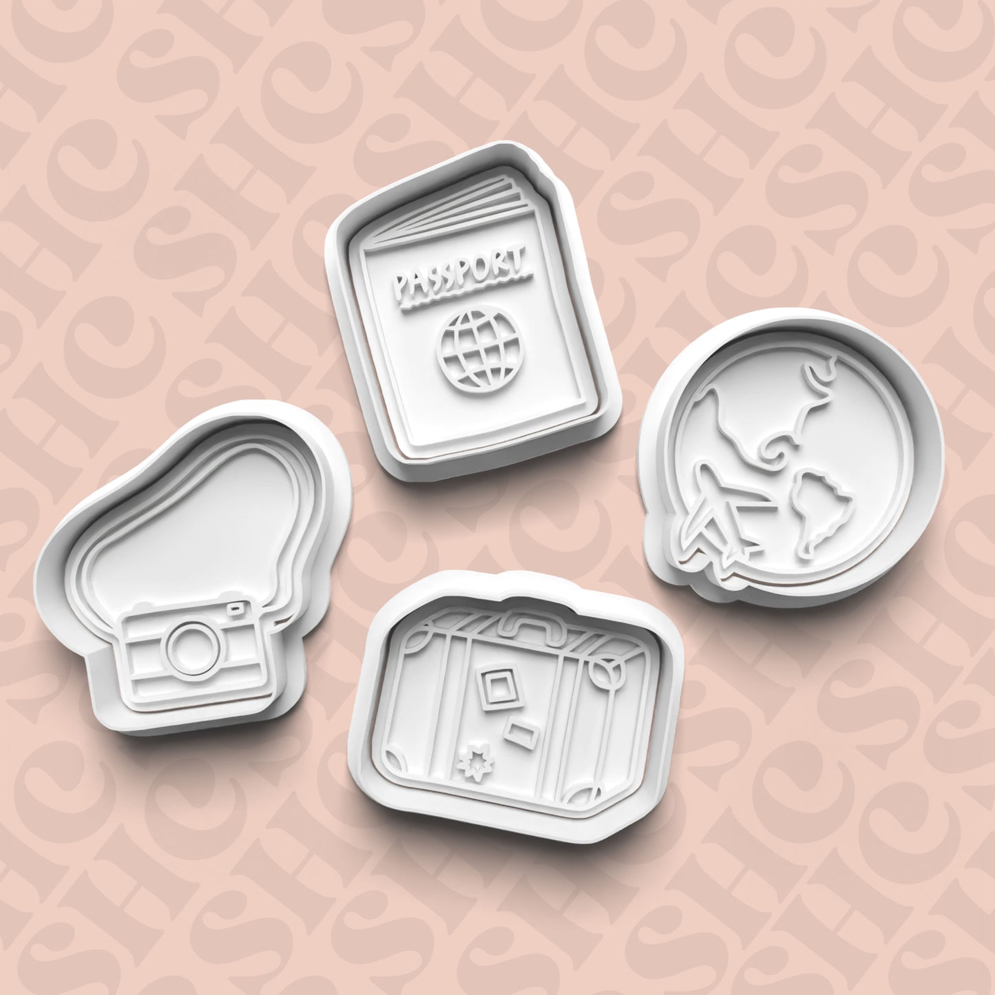 DONE TO ORDER: Travel Cookie Cutter + Fondant Stamp Bundle 2