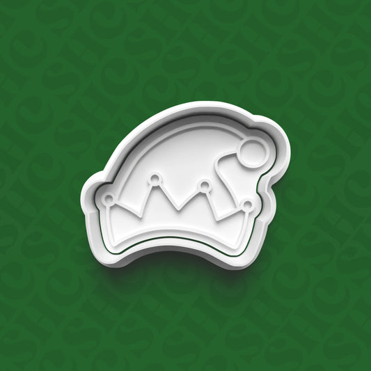 DONE TO ORDER: Elf Hat Cookie Cutter + Fondant Stamp Set