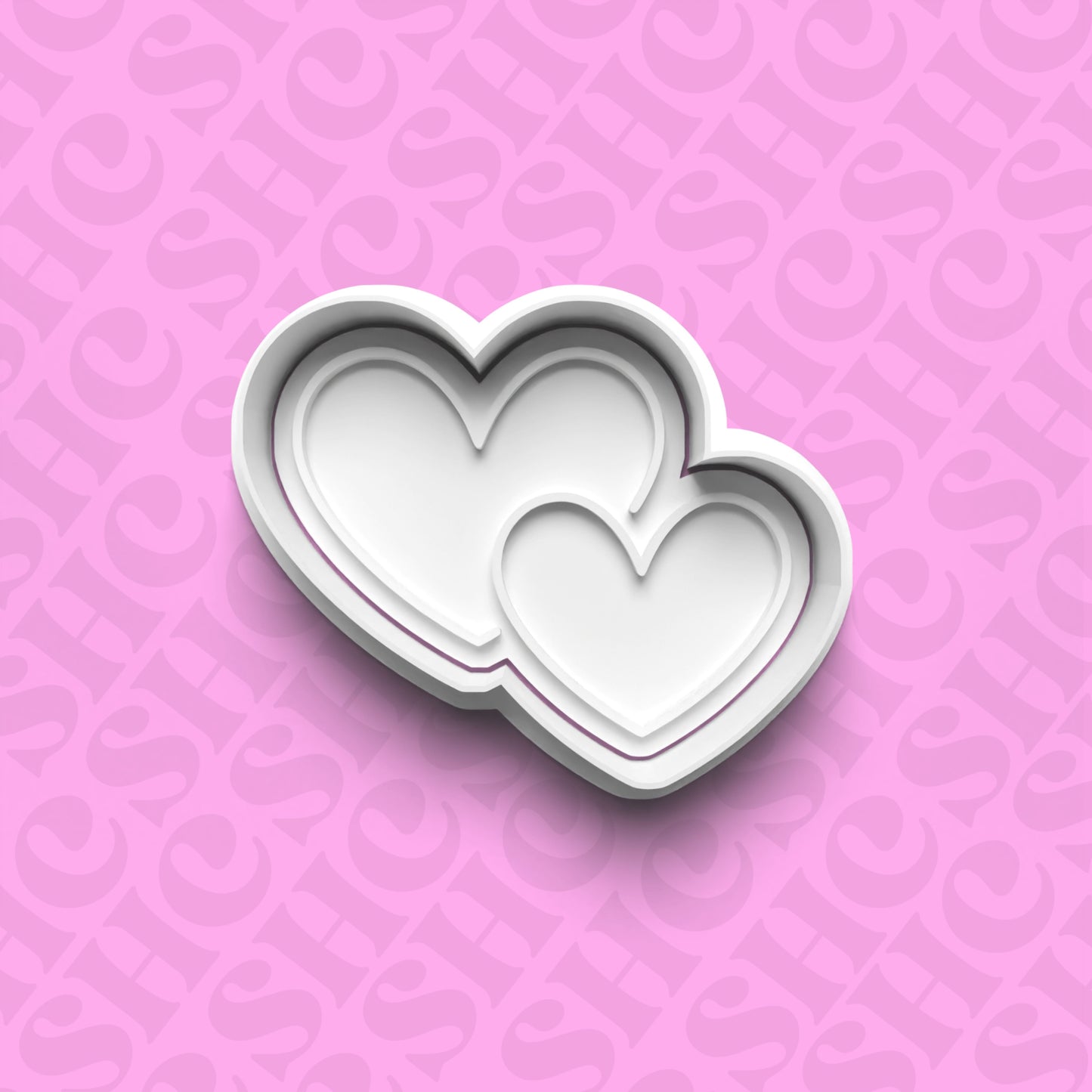 DONE TO ORDER: Double Heart Cookie Cutter + Fondant Stamp Set