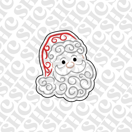 DONE TO ORDER: Swirly Santa Cookie Cutter + Fondant Embosser