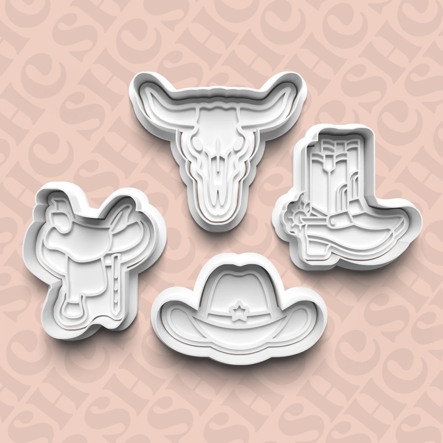 DONE TO ORDER: Cowboy Cookie Cutter + Fondant Stamp Bundle