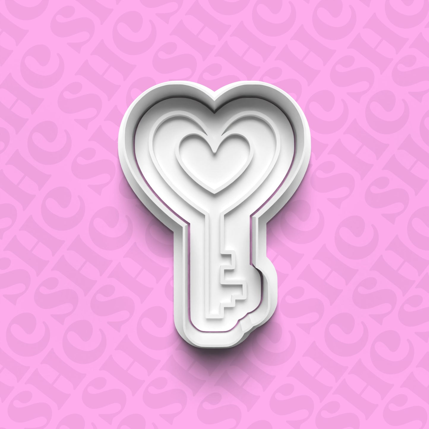 DONE TO ORDER: Heart Key Cookie Cutter + Fondant Stamp Set