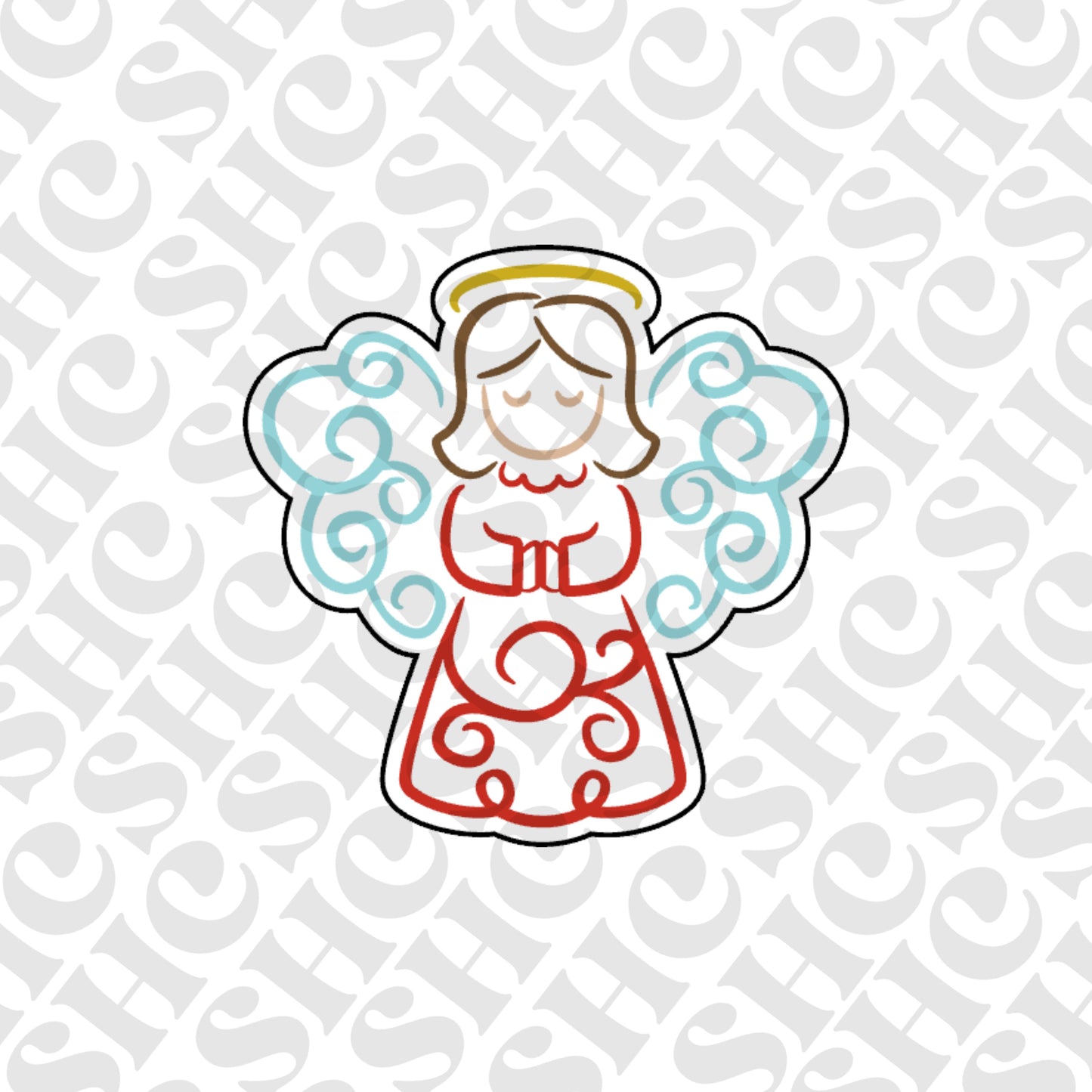 DONE TO ORDER: Swirly Angel Cookie Cutter + Fondant Embosser