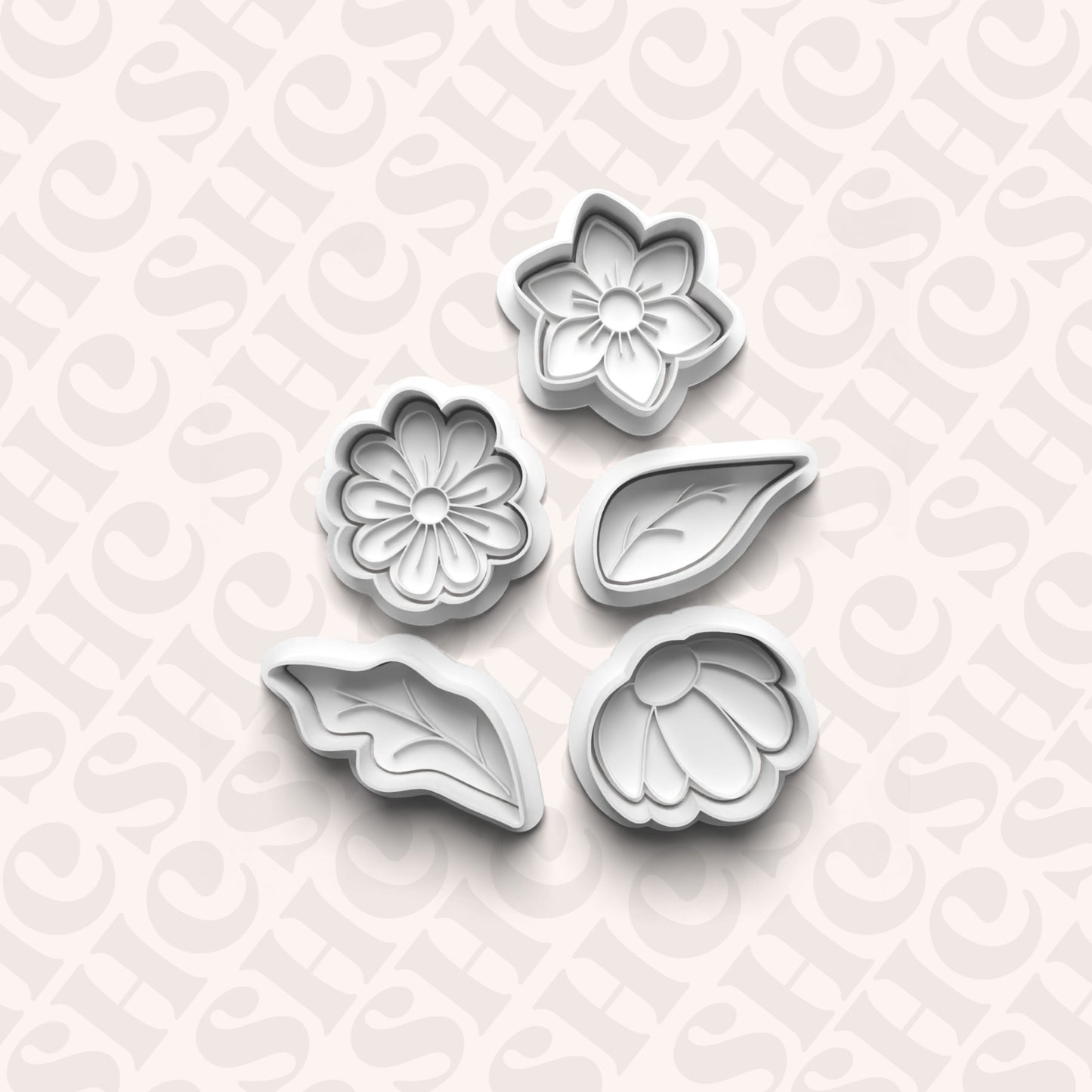 DONE TO ORDER: Flower Bouquet Cookie Cutter + Fondant Stamp Set