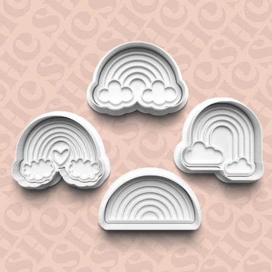 DONE TO ORDER: Rainbow Cookie Cutter + Fondant Stamp Bundle