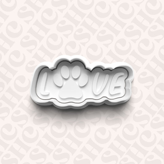 DONE TO ORDER: Paw Love Cookie Cutter + Fondant Stamp Set