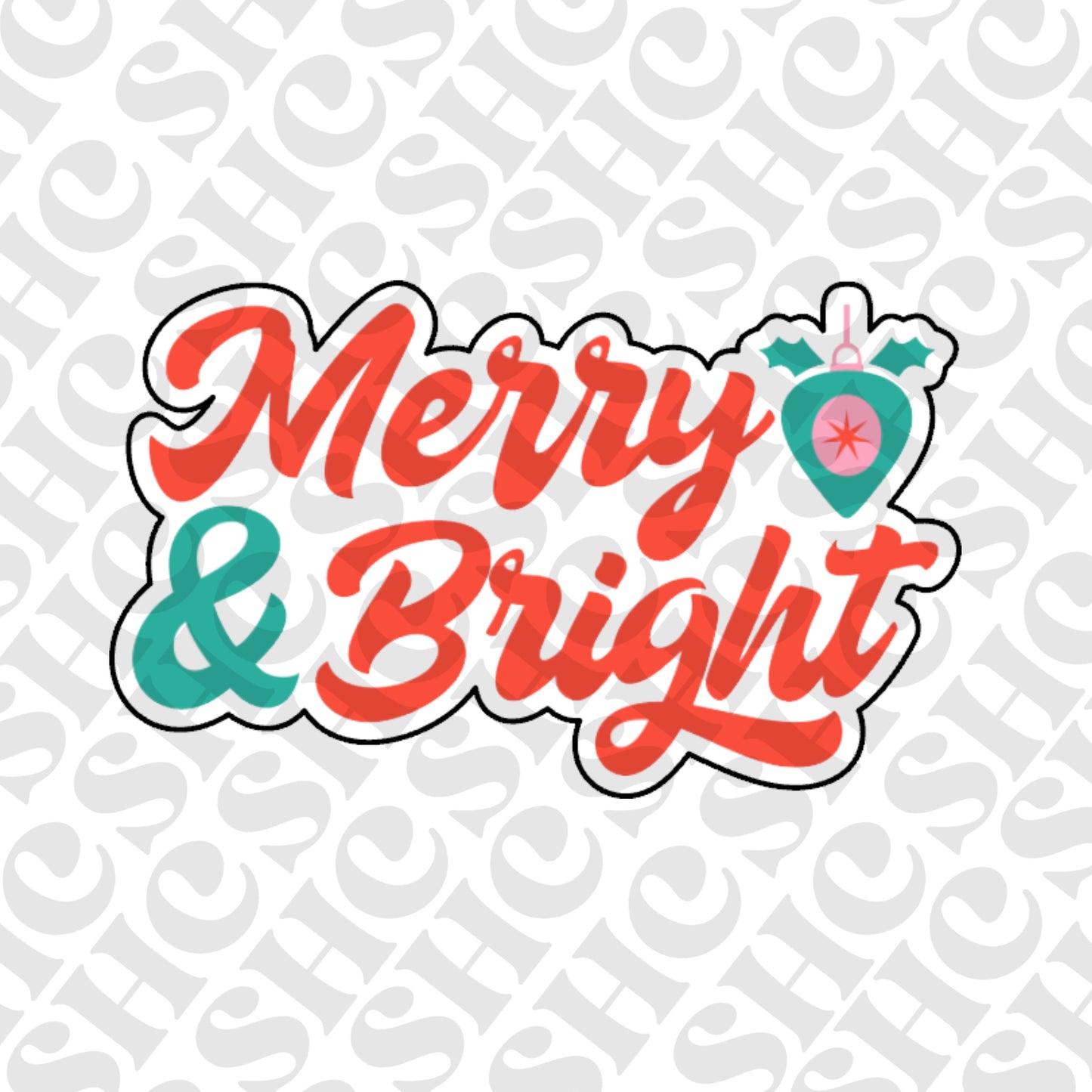 DONE TO ORDER: 'Merry & Bright' Cookie Cutter + Fondant Embosser 2