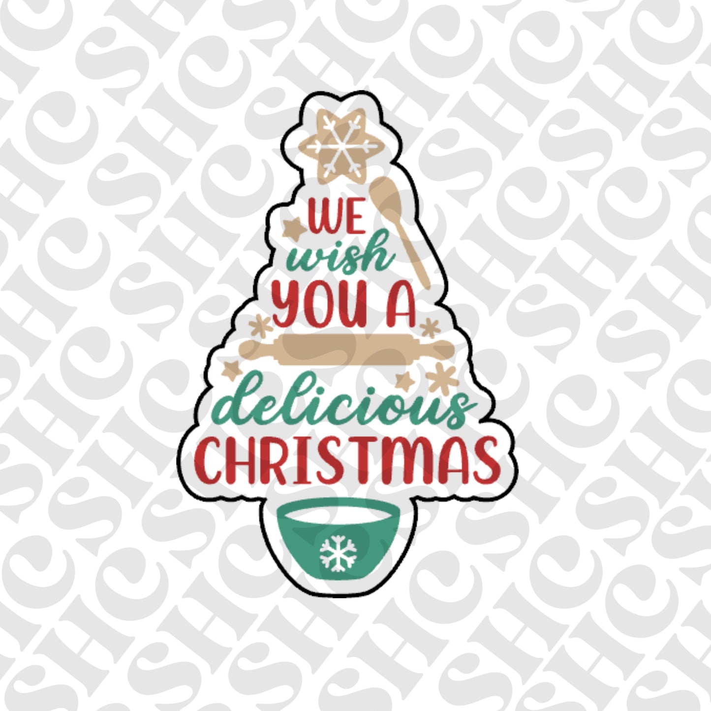 DONE TO ORDER: 'We wish you a delicious Christmas' Cookie Cutter + Fondant Embosser