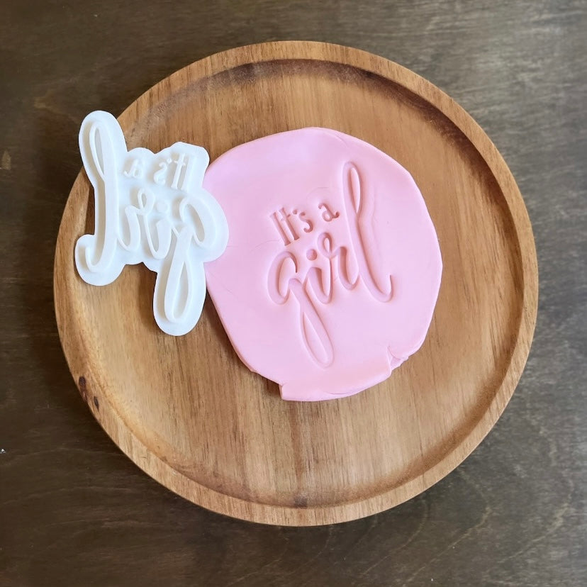 DONE TO ORDER: "It's a Girl" Cookie Cutter + Fondant Set