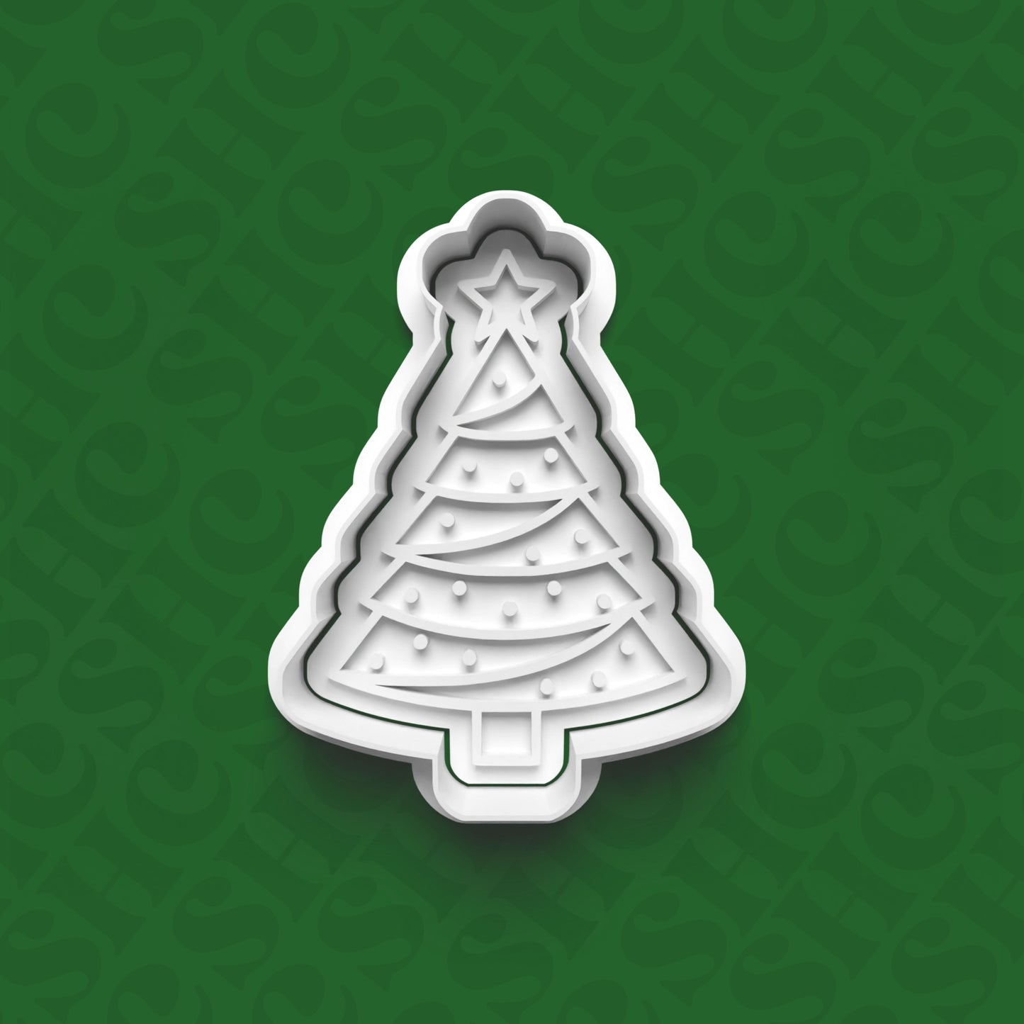 DONE TO ORDER: Christmas Tree Cookie Cutter + Fondant Stamp Set 1