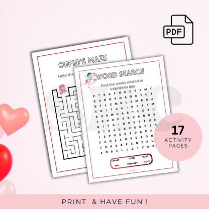 Valentine's Delight: Kids Colouring Pages & Activity Bundle, Love-filled Kids Printables, Vday Fun for Kids, Kids Puzzles, Crafts and Games