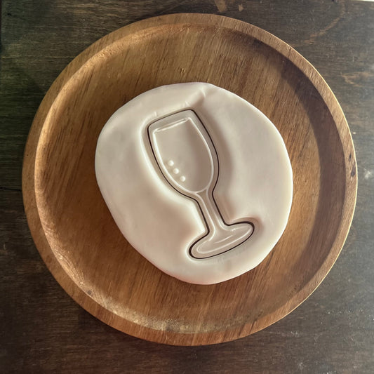 DONE TO ORDER: Champagne Glass Cookie Cutter + Fondant Embosser