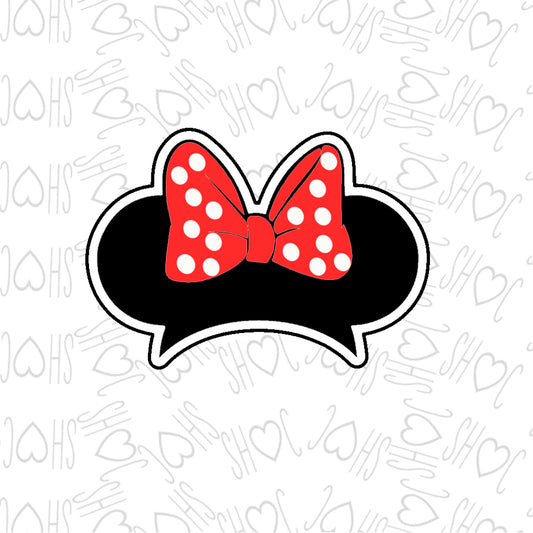 DONE TO ORDER: Mouse Hat w/Bow Cookie Cutter + Fondant Stamp