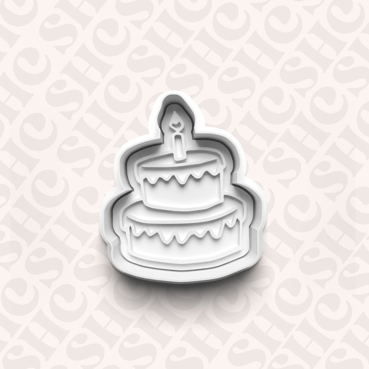 DONE TO ORDER: Birthday Cake Cookie Cutter + Fondant Stamp Set