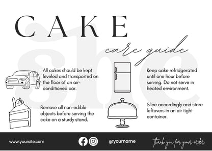 Editable Cookie + Cake Care Card Template Bundle