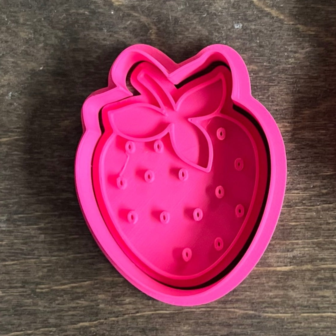 DONE TO ORDER: Strawberry Cookie Cutter/Fondant Stamp