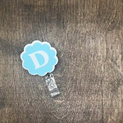 Scallop Initial Badge Reel – Double Layer 3D Printed ID Holder