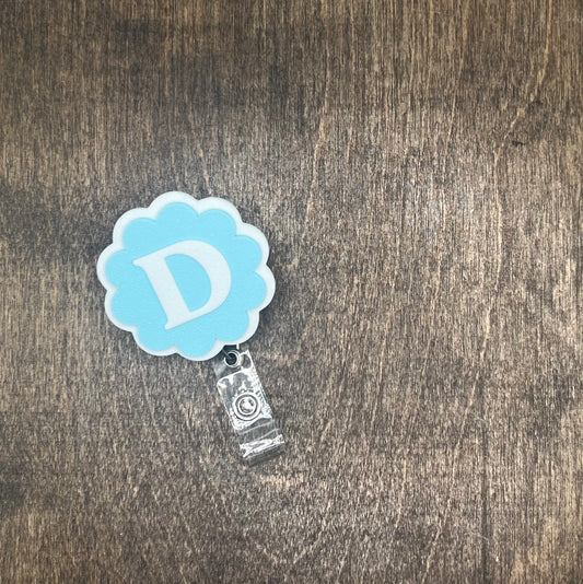 Scallop Initial Badge Reel – Double Layer 3D Printed ID Holder
