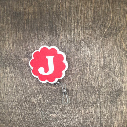 Scallop Initial Badge Reel – Double Layer 3D Printed ID Holder