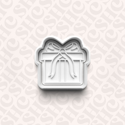 DONE TO ORDER: Birthday Gift Cookie Cutter + Fondant Stamp Set