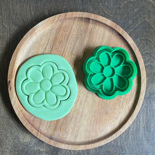 DONE TO ORDER: Flower Cookie Cutter + Fondant Stamp Set