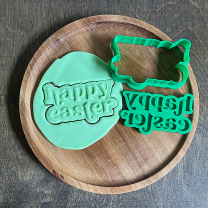 DONE TO ORDER: Happy Easter Cookie Cutter + Fondant Embosser