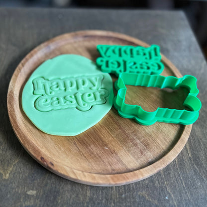 DONE TO ORDER: Happy Easter Cookie Cutter + Fondant Embosser