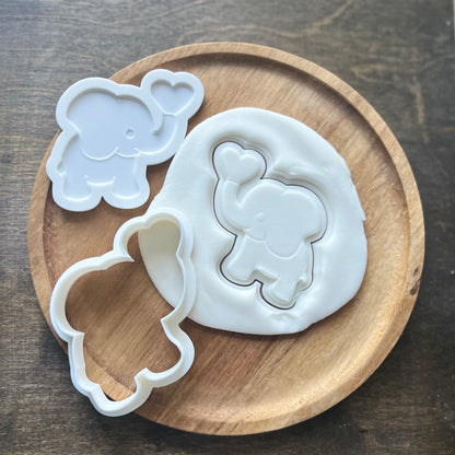 DONE TO ORDER: Elephant w/Heart Cookie Cutter + Fondant Embosser