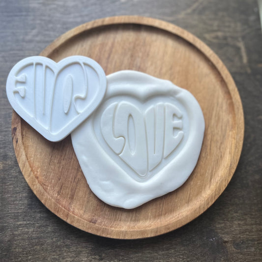 DONE TO ORDER: Retro LOVE Heart Fondant Embosser/ Cookie Cutter