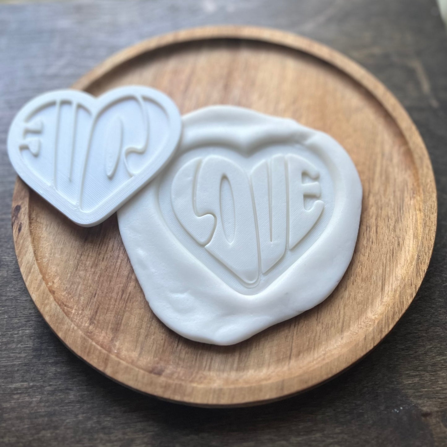 DONE TO ORDER: Retro LOVE Heart Fondant Embosser/ Cookie Cutter