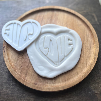 DONE TO ORDER: Retro LOVE Heart Fondant Embosser/ Cookie Cutter