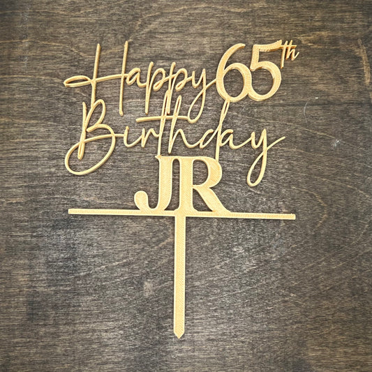 Custom Single Layer Cake Topper w/Bar (3 Lines-Text Only)