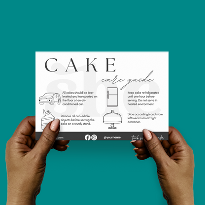 Editable Cake Care Card Template