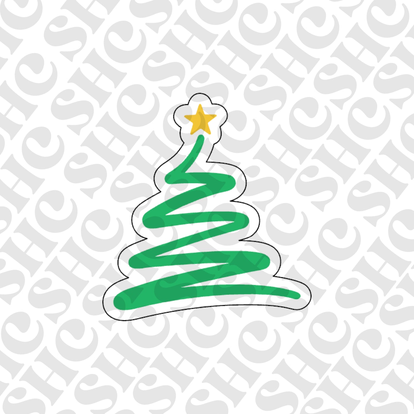 DONE TO ORDER: Swirl Christmas Tree Cookie Cutter + Fondant Embosser