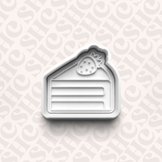 DONE TO ORDER: Cake Slice Cookie Cutter + Fondant Stamp Set