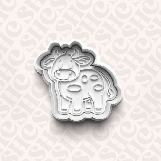 DONE TO ORDER: Cow Cookie Cutter + Fondant Stamp Set