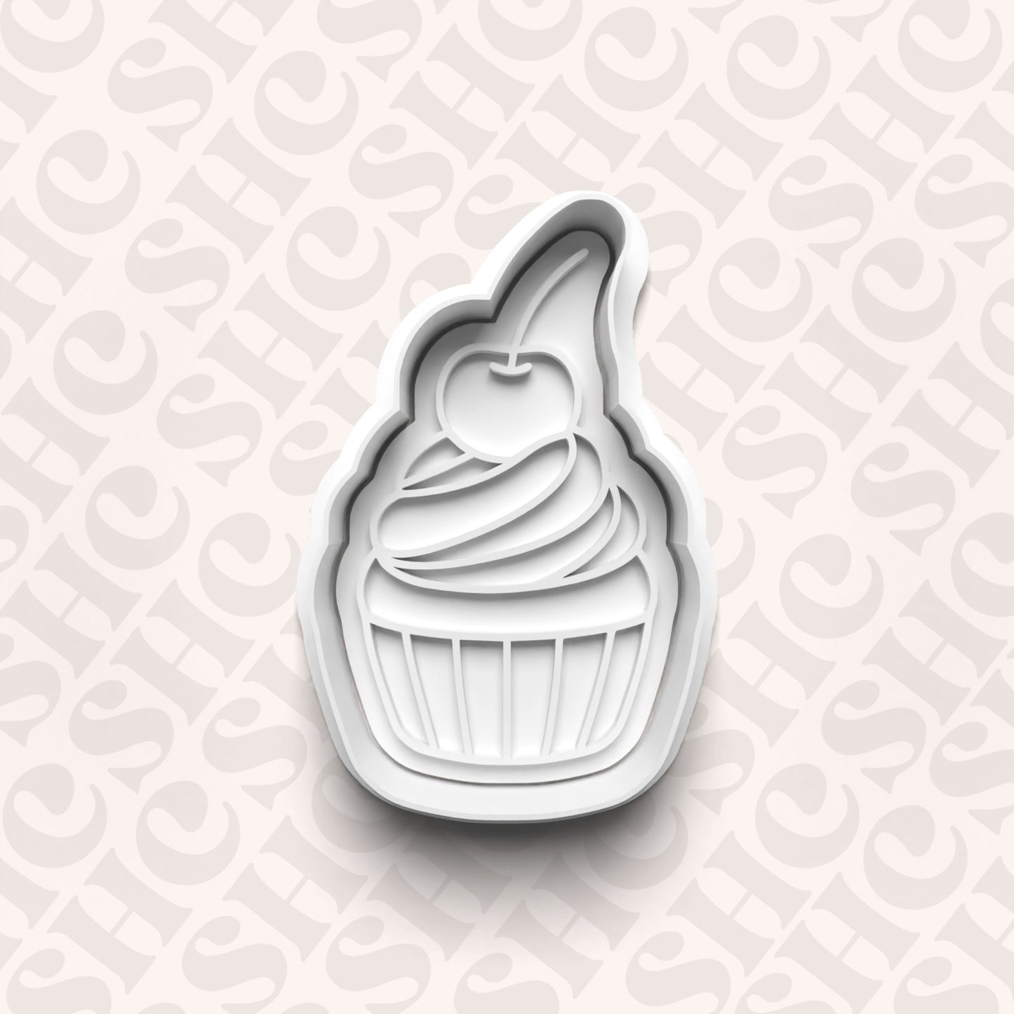 DONE TO ORDER: Cupcake Cookie Cutter + Fondant Stamp Set