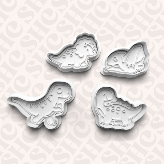 DONE TO ORDER: Dino Cookie Cutter + Fondant Stamp Bundle 1