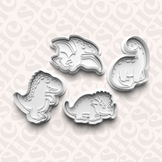 DONE TO ORDER: Dino Cookie Cutter + Fondant Stamp Bundle 2