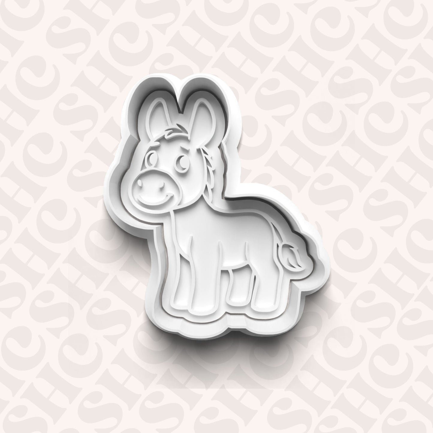 DONE TO ORDER: Donkey Cookie Cutter + Fondant Stamp Set