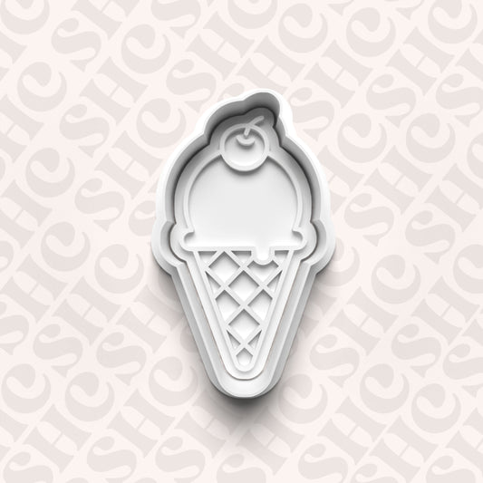 DONE TO ORDER: Ice cream Cone Cookie Cutter + Fondant Stamp Set 2