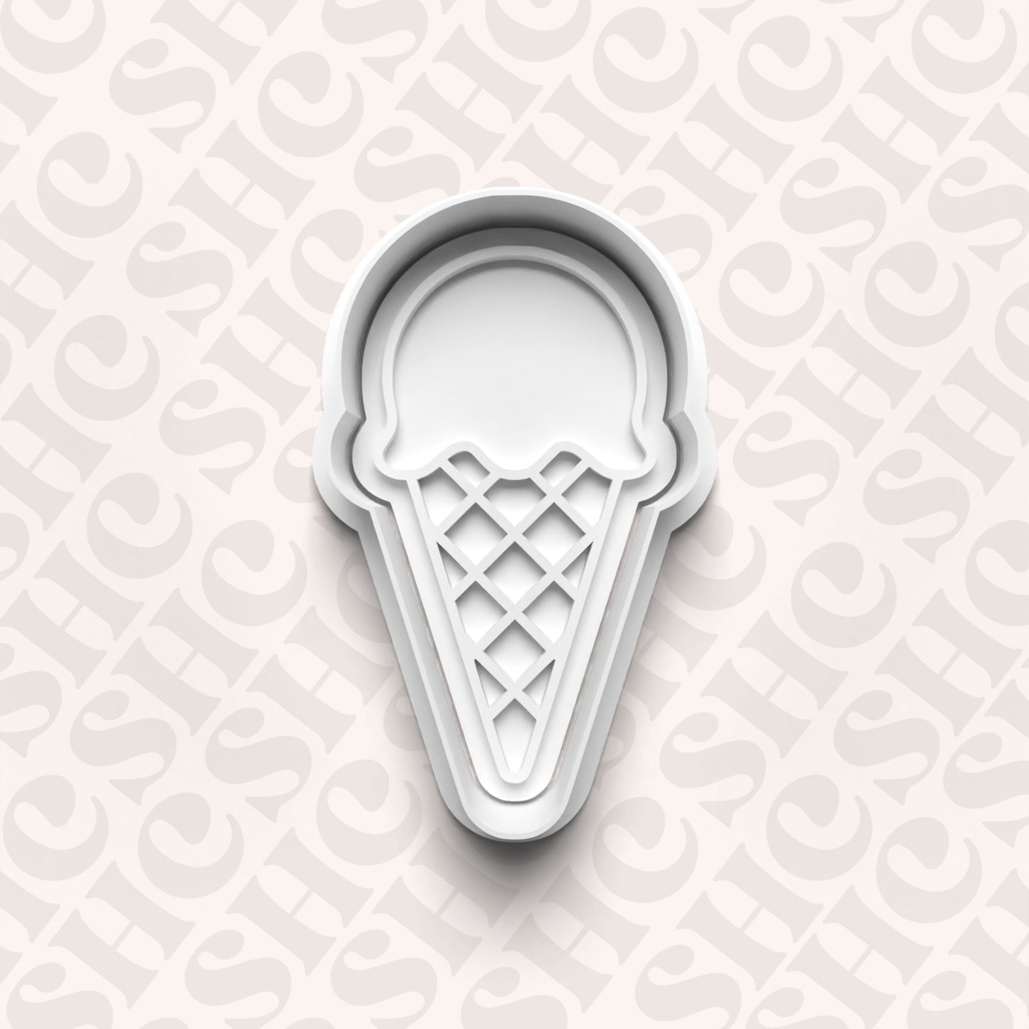 DONE TO ORDER: Ice cream Cone Cookie Cutter + Fondant Stamp Set 4