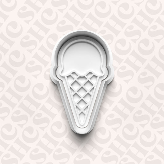 DONE TO ORDER: Ice cream Cone Cookie Cutter + Fondant Stamp Set 4