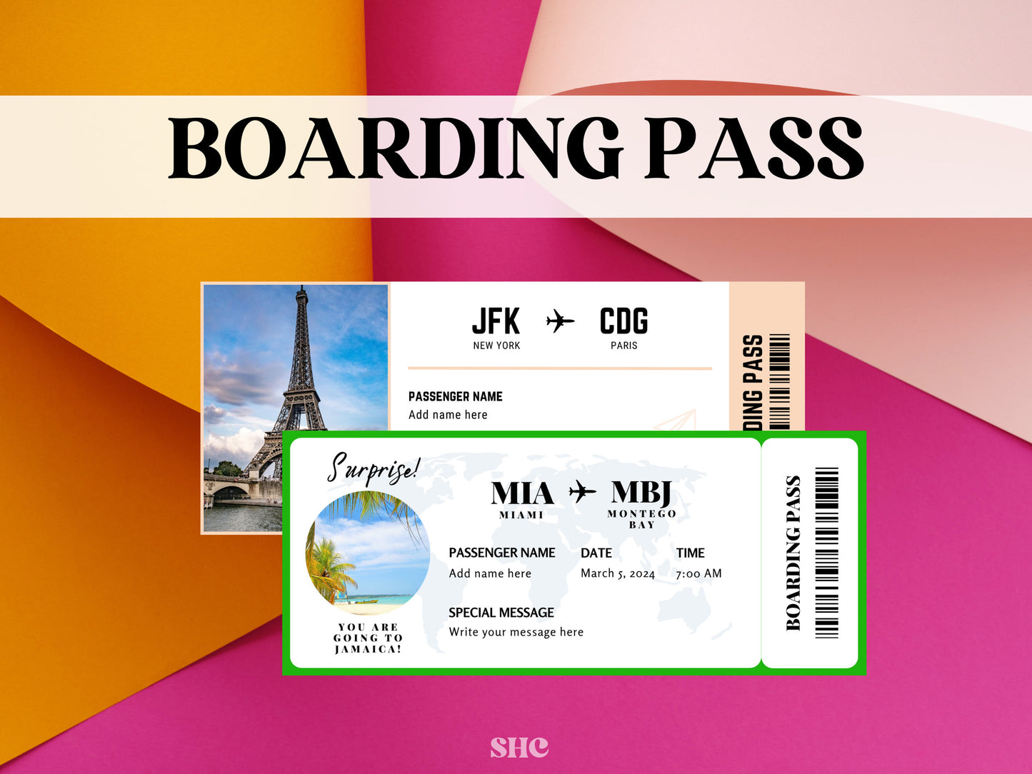 Editable Boarding Pass, Customizable Boarding Pass, Canva Template, Digital Download DIY Boarding Pass, DIY Template, Surprise Ticket