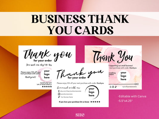 Printable Thank You Card Template, Editable Thank you, Canva Customizable Appreciation Note - Instant Download