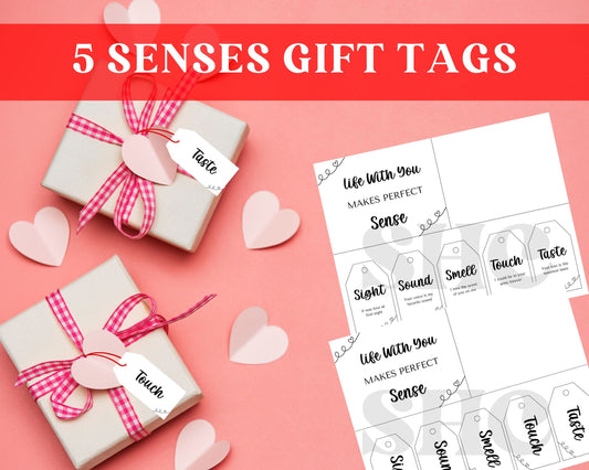 Elevate Every Gift with 5-Senses Gift Tag Printable | Sensory Gift Tags | Valentine's Gift Tag | Couple Gift Tags | Gift Sensations Gift Tag